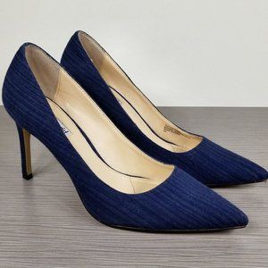 Chales David Caterina Pointy Toe Pump, Blue Textile, Womens Size 8